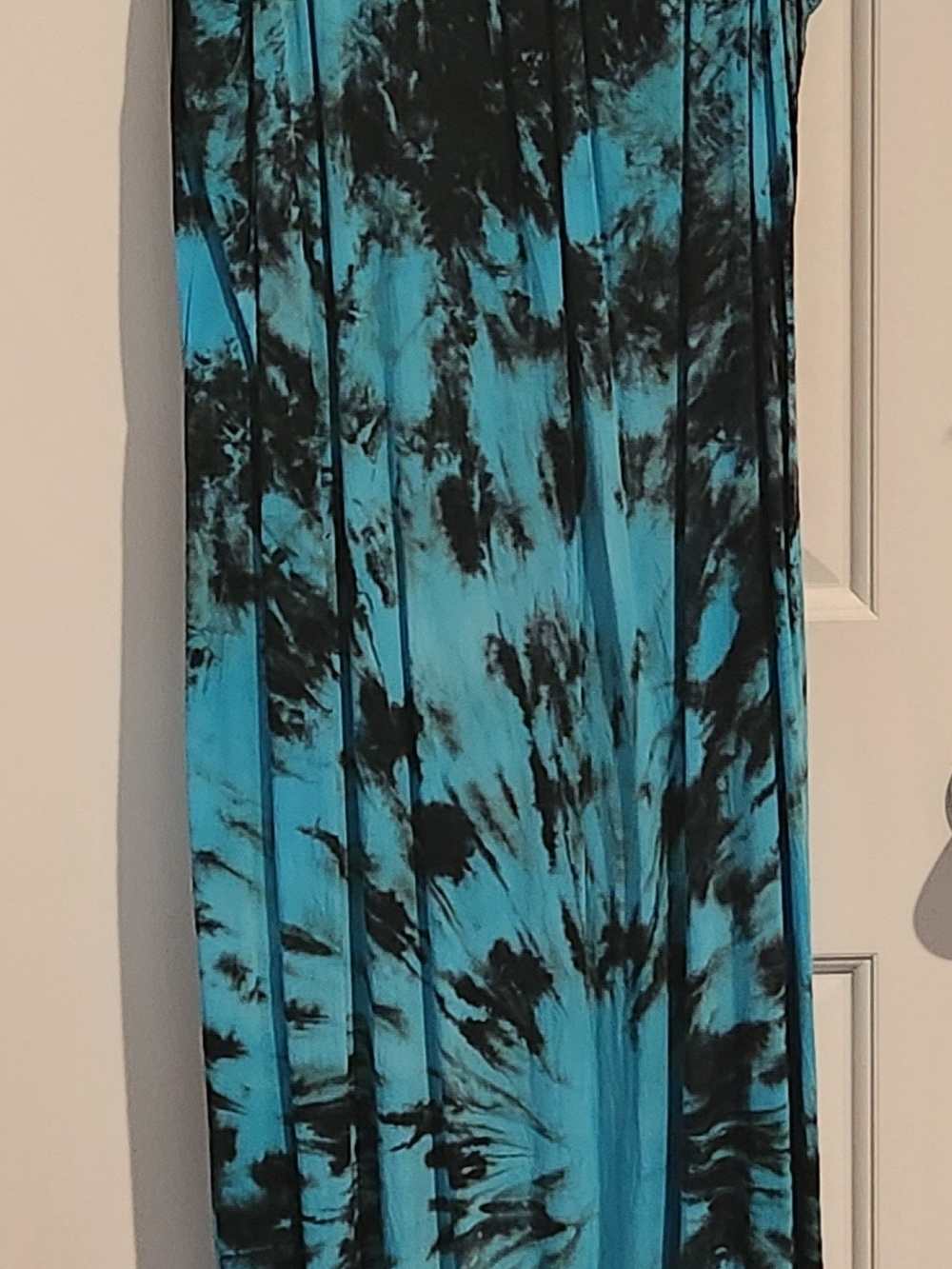 Blue and Black Tie-Dye Maxi Skirt